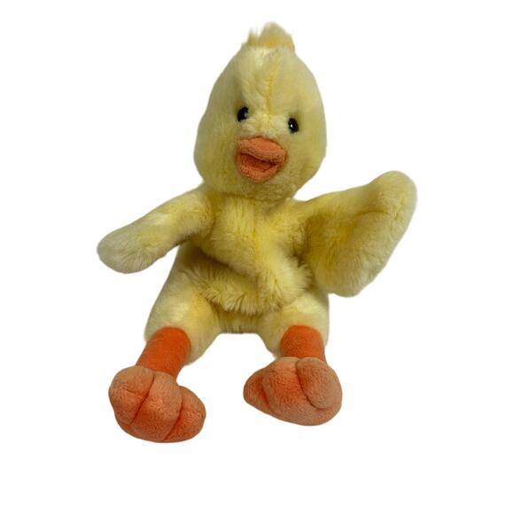 Vintage Russ Yellow Chick Duck Plush Hand Puppet Baby Rattle  Toy Stuffed Animal - Picture 1 of 9